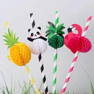 Mermaid Paper Straws With Honeycomb Tail Blue White Stripe Decorative For Party Beverage Juice Cocktail Use - Product Image 2