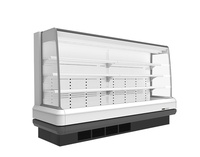 Réfrigérateur multidecks à rideau d'air ouvert demi-hauteur personnalisé en acier inoxydable à commande numérique pour supermarché, fruits et charcuterie