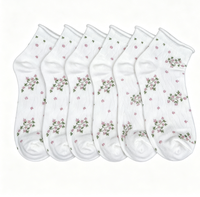 Kaos Kaki Rajut Berpinggiran Gulung Model Mid Tube Wanita, Motif Bunga, Bernapas, Laris Manis