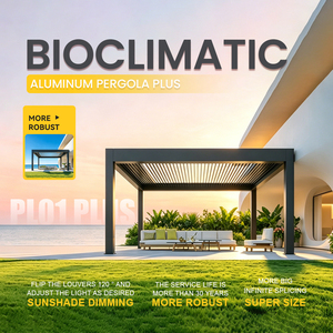 Pergola bioclimatique en aluminium à télécommande <span class=keywords><strong>avec</strong></span> certification OEKO-TEX 100 pour hôtel, restaurant, terrasse extérieure, abri solaire, auvent - Product Image 5