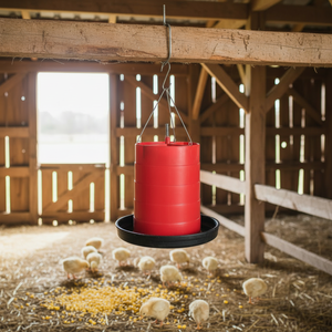 New Thickened and Durable YOUMU Chicken Feeder 15kg Red PP Plastic &amp; <strong>Metal</strong> Automatic Feeding <strong>Trough</strong> for Poultry Farms - Product Image 5