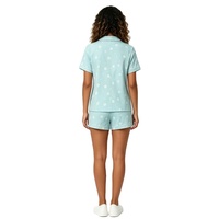 Ensemble de pyjama pour femmes à imprimé floral, chemise boutonnée à manches courtes et short, vêtements de nuit décontractés et doux pour la maison, vêtements de détente, logo personnalisé pour la vente en gros