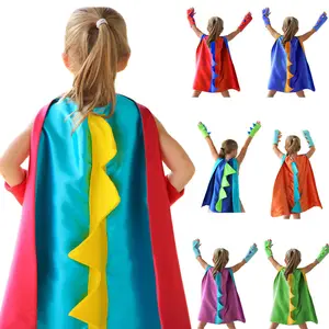 低最小起订量搞笑万圣节服装恐龙角色扮演斗篷配手套超级英雄斗篷儿童生日派对服装