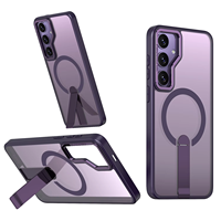 Coque de téléphone antichoc avec anneau magnétique et support dissimulé 2-en-1 en TPU souple et PC pour Samsung S25 S23 S24 Ultra