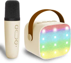 Alto-falante portátil Bluetooth para Karaokê com 1 microfone sem fio e luzes LED para crianças e adultos, brinquedos para presentes de aniversário de Natal