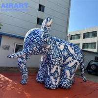 Taille personnalisée événements mascotte Animal ballon éléphant bleu gonflable avec motif imprimé