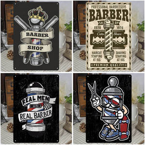 复古金属标志理发店标志发廊理发店墙壁装饰复古金属墙壁艺术海报20x 30厘米理发店锡标志 - Product Image 5