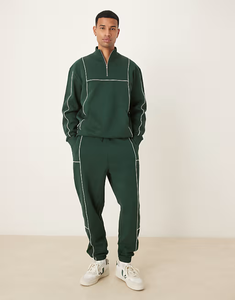 Felpe e felpe da uomo in morbido <span class=keywords><strong>cotone</strong></span> di alta qualità maglioncino 3/4 con Zip da uomo felpa con punta <span class=keywords><strong>bianca</strong></span> - Product Image 2