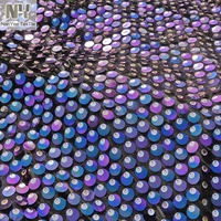 Tissu en dentelle brodée de sequins multicolores en maille, idéal pour les robes de mariée et de soirée pour filles, 100 % polyester – Grande Vente