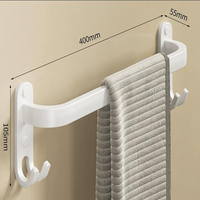 Porte-serviettes blanc sans perçage, double couche, auto-adhésif, à fixer au mur pour la salle de bain