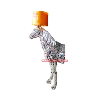 卸売カスタムホーム照明アート装飾デザイン彫刻グラスファイバーモザイク馬像アートランプ