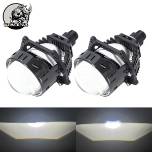 Phare de projecteur Bi <span class=keywords><strong>LED</strong></span> à double lentille laser T1W 55W 6500K Garantie Lentille 3 pouces Ampoule <span class=keywords><strong>LED</strong></span> H7 9-16V - Product Image 2