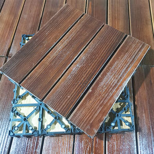 Dalles de terrasse extérieures en bois carbonisé, dalles de sol intérieures imperméables, dalles de terrasse emboîtables - Product Image 2