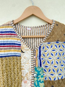 Chaleco de Algodón sin Mangas, Color Beige, Acolchado, Estilo Patchwork, Hecho a Mano, Reversible, Unisex, Chaqueta Ecológica para Invierno - Product Image 3