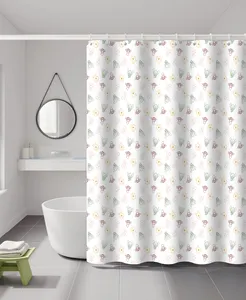 Support customized cartoon animal polyester fabric bathroom curtain set with 180x180cm and 12 hooks suitable for dormitories