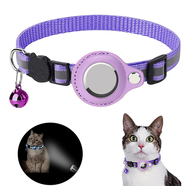Personalized Cute Reflective Breakaway Buckle GPS Tracker Pet Dog Cat Collar Custom Cats Accessories Solid 7 Colors/ Custo