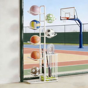Support de rangement vertical en métal pour ballons de basketball avec <span class=keywords><strong>panier</strong></span>, organisateur de ballons de sport pour garage, salle de sport, salle de classe, intérieur et extérieur - Product Image 6