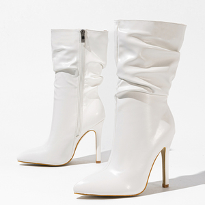 2024 Stock prêt femmes européennes américaines bout ouvert passerelle talon haut fermeture éclair latérale bottes courtes caractère <span class=keywords><strong>pieds</strong></span> <span class=keywords><strong>nus</strong></span> 42 pour l'automne - Product Image 3