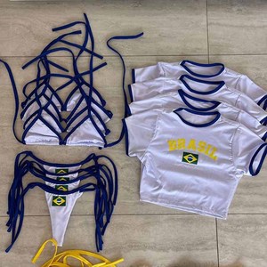 Ensemble <span class=keywords><strong>de</strong></span> <span class=keywords><strong>maillot</strong></span> <span class=keywords><strong>de</strong></span> <span class=keywords><strong>bain</strong></span> 3 pièces imprimé cerises pour femme, comprenant un haut court en maille transparente, une paréo et un <span class=keywords><strong>maillot</strong></span> <span class=keywords><strong>de</strong></span> <span class=keywords><strong>bain</strong></span> triangle dos nu, vente en gros - Product Image 2