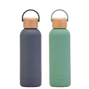 500ml Portable Stainless Steel Thermo Flask Hot Cold Double Wall Insulated Thermos Water Bottle with Bamboo Top