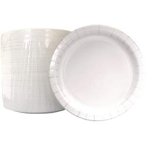 Assiettes en papier écologiques Boardwalk de 6 pouces de diamètre, blanches, 1 000 par carton, pour restaurants, fêtes et événements de mariage - Product Image 4