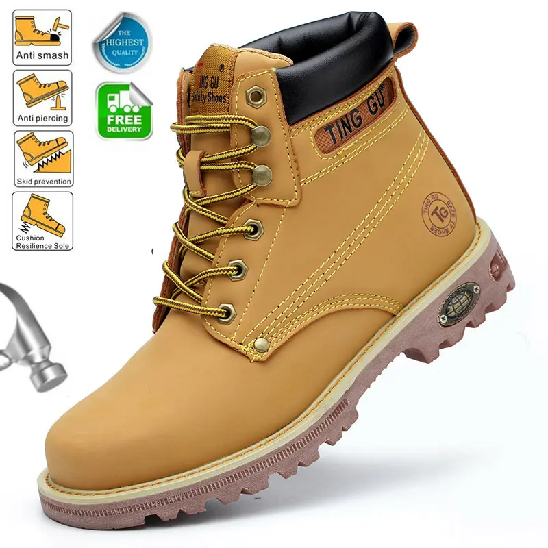 Steel Toe Shoes Men Safety Work Boots Autumn Winter Outdoors Women Work Safety Shoes Anti-piercing Protection Footwear