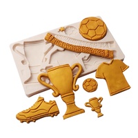Moule à gâteau en silicone DIY 3D populaire, motif équipement sportif classique, trophée, t-shirt, pentagrammes, écharpes de football, baskets