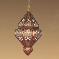 Lustre LED moderne marocain en cristal doré, lanterne turque creuse, plafonnier, lampe suspendue de loft en fer forgé E12, CRI élevé 90