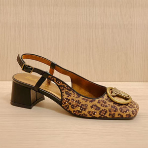 Peninsula Fashion Elegant Women's Low Chunky Heeled Square <strong>Toe</strong> Buckle Colored Diamonds Brightly Decorated <strong>Shoes</strong> for Wholesale - Product Image 1