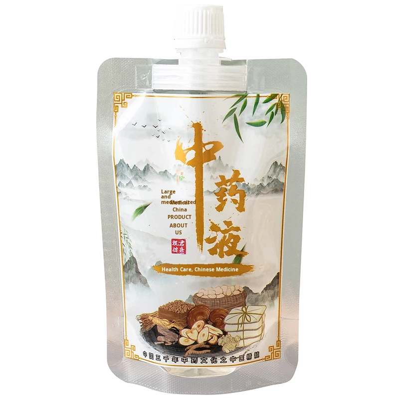 Heatable Recyclable Herbal Medicine Liquid Spout Pouch Small Size PET+PE Composite Material Large Mouth Dispensing Bag