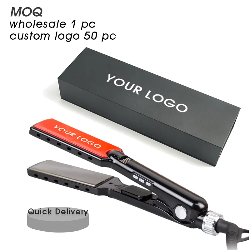 Düşük MOQ özel Logo ergonomik 7 şekil hızlı ısıtma profesyonel MCH seramik düz saç demir LED DisplayTitanium saç düzleştirici
