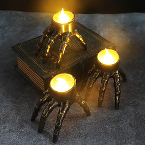 Nouvelle bougie électronique sans flamme LED en forme de main de fantôme crâne, lumière décorative d'Halloween, veilleuse d'ambiance - Product Image 2