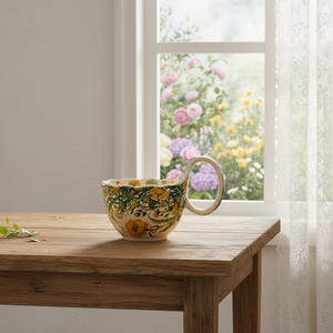 Taza Personalizada con Diseño Único, Pintura y Flores, Cerámica Clásica <span class=keywords><strong>para</strong></span> Café y Leche, <span class=keywords><strong>para</strong></span> Uso en el Hogar y Cafeterías - Product Image 6