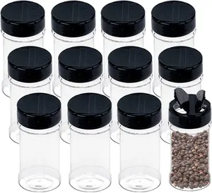 Plastic Spice Shaker 6oz 180ml PET Plastic Spice Jar Empty Spice Storage Bottles Seasoning Container Salt Pepper Shaker With Flip Top Lids