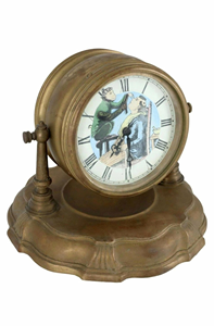Reloj de Novedad Animado con Imagen de Mono Barbero, de Porcelana Esmaltada, con Repetidor de 36 Horas y Caja de Latón Antiguo - Product Image 2