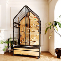 Villa de luxe moderne et chaleureuse pour perroquets, cage à oiseaux moyenne à double cloison, volière intérieure mobile à structure en fer