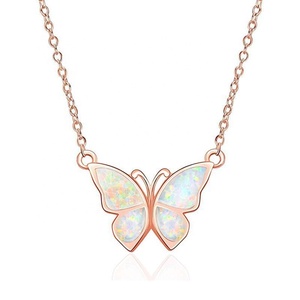 สร้อยคอผีเสื้อโอปอลเงินสเตอร์ลิง925สำหรับ<span class=keywords><strong>วัน</strong></span>วาเลนไทน์วันหยุดคริสต์มาสของขวัญ<span class=keywords><strong>วัน</strong></span>เกิด - Product Image 2