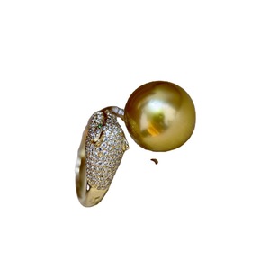 Anillo Fino de Plata de Ley 925 Kajia de 24K, 12-11mm, con Cabeza de Leopardo y Oro Fuerte, Comparable a la Perla de Oro del Mar, Casi Impecable - Product Image 4