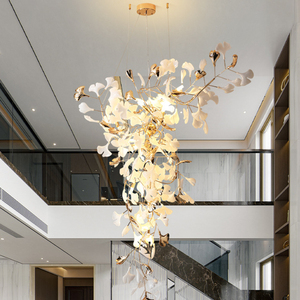 Vestíbulo de Villa, vestíbulo, candelabro de oro de lujo moderno, Cristal grande, logotipo impreso en 3D, techo colgante exclusivo de CA, uso doméstico, sala de estar - Product Image 6