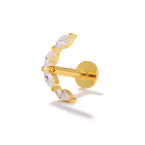 Pendientes ROXI con diseño de luna y ojo de caballo, con diamantes, 16G, para perforación de cartílago con rosca de cabeza plana - Product Image 1