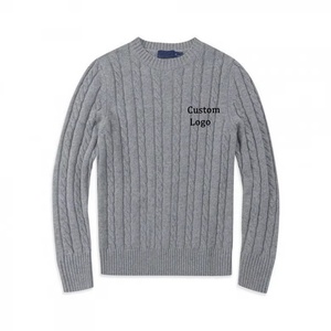 Suéter <span class=keywords><strong>de</strong></span> Punto Trenzado para <span class=keywords><strong>Hombre</strong></span> <span class=keywords><strong>de</strong></span> Alta Calidad, Estilo Old Money, con <span class=keywords><strong>Cuello</strong></span> Redondo y Logo Bordado Personalizado - Product Image 4
