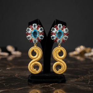 Handmade Brass Gemstone Earrings Rhodium Plated Boho Ethnic Unisex Fashion Earrings - Product Image 3