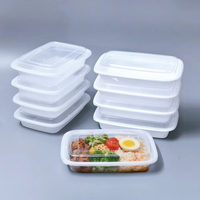 Boîtes bento rectangulaires en PP - Boîtes de rangement en plastique jetables pour micro-ondes, emballages à emporter personnalisés avec impression numérique