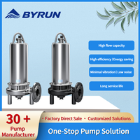 Pompe submersible pour eaux usées en acier inoxydable BYRUN BWQP(T) avec accouplement, classe IP68 F, pour applications municipales, industrielles, hospitalières, bâtiments et hôtels