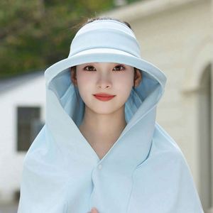 Sombreros de verano para mujer, protección solar, sombrero de pescador con gran paño protector, sombreros para ciclismo y equitación - Product Image 6