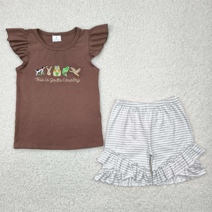 Conjunto de Ropa de Verano para Niñas, Camiseta con Estampado de Flores y Pantalones Cortos a Rayas - Product Image 4