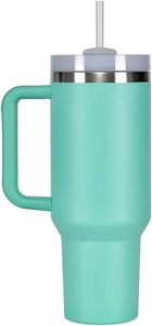 Gobelet isotherme à double paroi en acier inoxydable de 40 oz avec enveloppe complète personnalisée, paille, écologique, luxe, mug à café de voyage avec poignée - Product Image 4