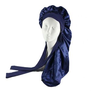 Bonnet de nuit en satin extra long pour femmes, avec bord large pour protéger les tresses et les cheveux naturels, réglable avec lien. - Product Image 1