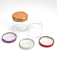 Toples kaca bulat 30ml 50ml 75ml 100ml 120ml 150ml untuk Jelly Jam Sarang Burung botol puding dengan tutup aluminium berwarna