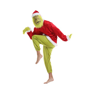 Masque de Noël <span class=keywords><strong>Grinch</strong></span> en latex à fourrure verte, taille unique, pour voleur, costume de <span class=keywords><strong>film</strong></span> d'Halloween - Product Image 3